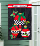 Christmas Checkered Ornaments Applique House Flag