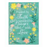 Simple Blessings Fueled By Faith Applique Garden Flag