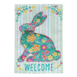 Floral Patterned Bunny Applique House Flag