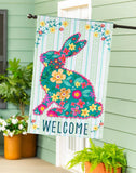 Floral Patterned Bunny Applique House Flag