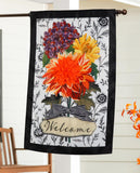 Fall Floral Toile Applique House Flag