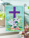 Easter Cross Applique Garden Flag
