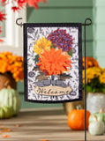 Fall Floral Toile Applique Garden Flag