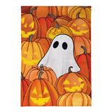 Pumpkin Patch Ghost Burlap House Flag