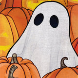 Pumpkin Patch Ghost Burlap House Flag
