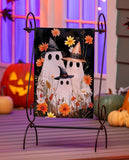Halloween Ghost Family Burlap Garden Flag
