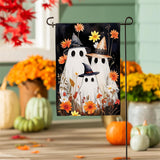 Halloween Ghost Family Burlap Garden Flag