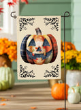Quilted Patterned Pumpkin Burlap Garden Flag