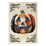 Quilted Patterned Pumpkin Burlap Garden Flag