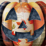 Quilted Patterned Pumpkin Burlap Garden Flag