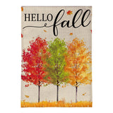 Hello Fall Autumn Trees Burlap House Flag