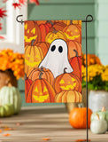 Pumpkin Patch Ghost Burlap Garden Flag
