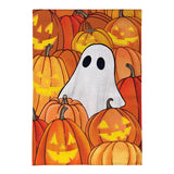 Pumpkin Patch Ghost Burlap Garden Flag