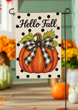 Checkered Pumpkin Bow Burlap Garden Flag