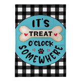 It's Treat O'Clock Burlap House Flag