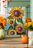 Stained Glass Sunflower Burlap Garden Flag