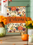 Fall Floral Welcome Burlap Garden Flag