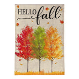 Hello Fall Autumn Trees Burlap Garden Flag