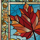 Stained Glass Autumn Leaves Burlap Garden Flag