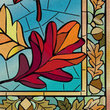 Stained Glass Autumn Leaves Burlap House Flag