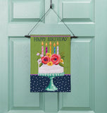 Floral Happy Birthday Burlap Garden Flag