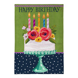 Floral Happy Birthday Burlap Garden Flag