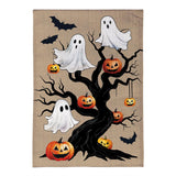 Halloween Festive Tree Burlap Garden Flag