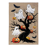 Halloween Festive Tree Burlap House Flag