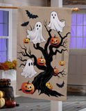 Halloween Festive Tree Burlap House Flag