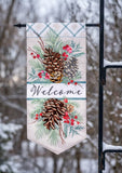 Winter Pinecones Everlasting Applique Garden Flag