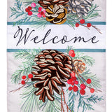 Winter Pinecones Everlasting Applique Garden Flag