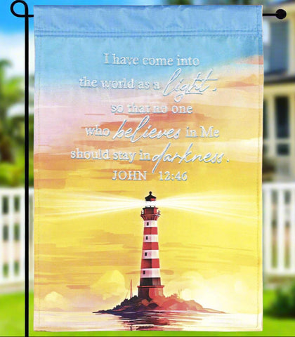 John 12:46 Lighthouse Garden Flag