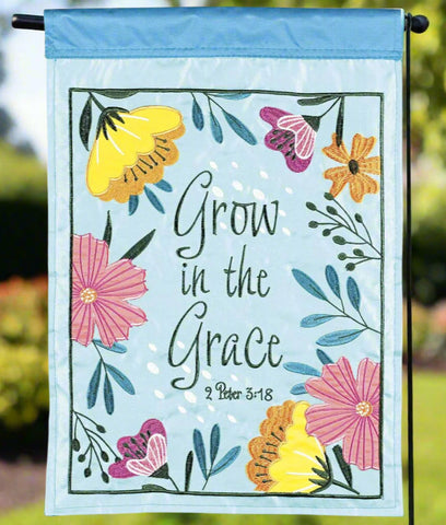 Grow in the Grace Applique Garden Flag