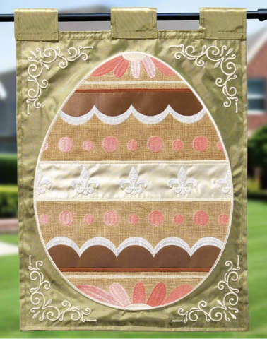 Fleur De Lis Easter Egg Applique Garden Flag