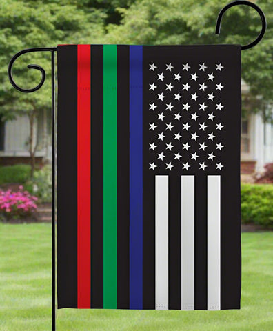 Thin Blue Green Red Line Garden Flag