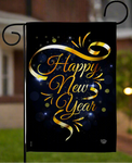 Gold Happy new Year Garden Flag