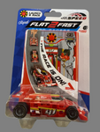 Flat 2 Fast toy race car set in packaging on a concrete surface