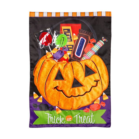 Trick or Treat Halloween Bucket Garden Flag