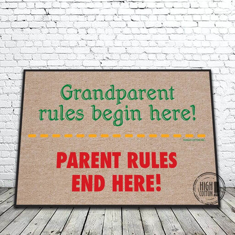 GRANDPARENT RULES DOOR MAT