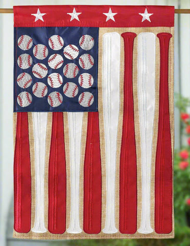 Baseball Double Applique House Flag