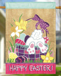 Happy Easter Burlap House Flag