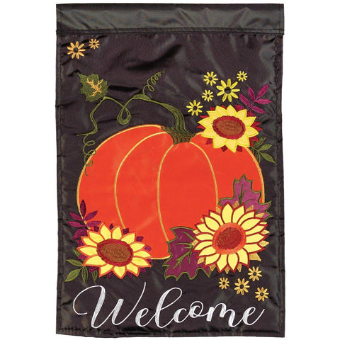 Welcome Pumpkin Polyest Garden Flag