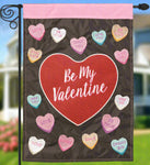 Candy Hearts Burlap Garden Flag