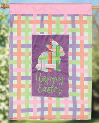 Happy Easter Crosses Burlap Garden Flag