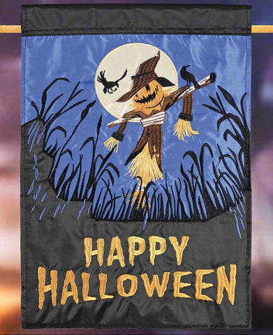 Cornfield Scarecrow Applique House Flag