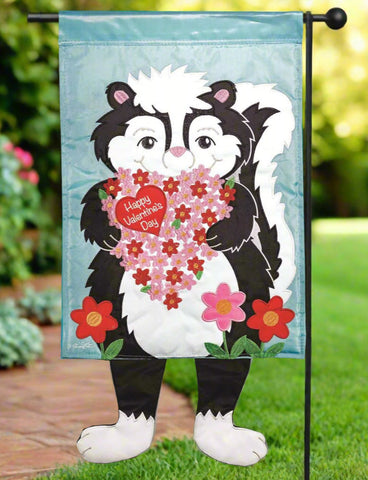 Crazy Leg Valentine Skunk Garden Flag