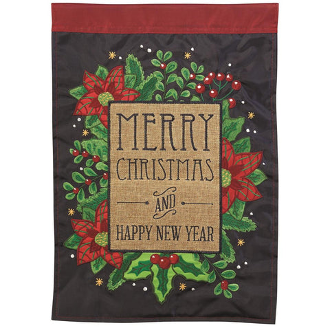 Poinsettia Christmas Applique Garden Flag