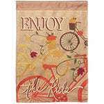 Fall Bike Enjoy Burlap Garden Flag