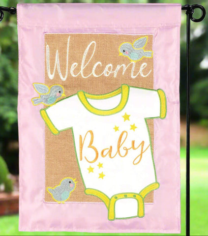 Welcome Baby Applique Garden Flag