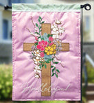 Hallelujah Cross Cotton Applique Garden Flag